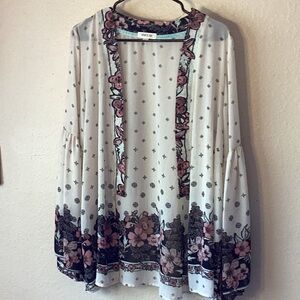 NWOT Taylor & Sage Cardigan Sheer Top Women's large Boho Floral (3836)